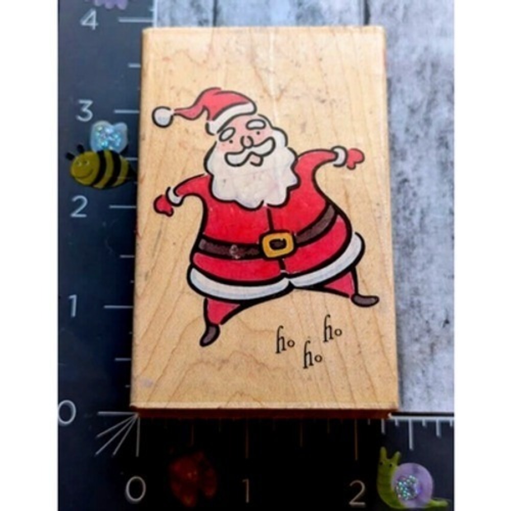Stamps Happen Santa Ho Ho Ho 20067 Rubber Stamp Wood #G59